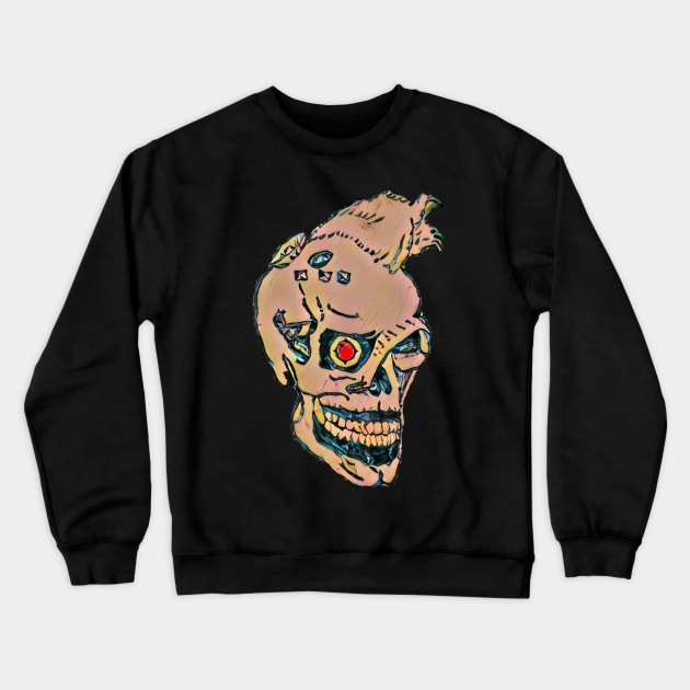 Cyber Skull Crewneck Sweatshirt by StewStudio